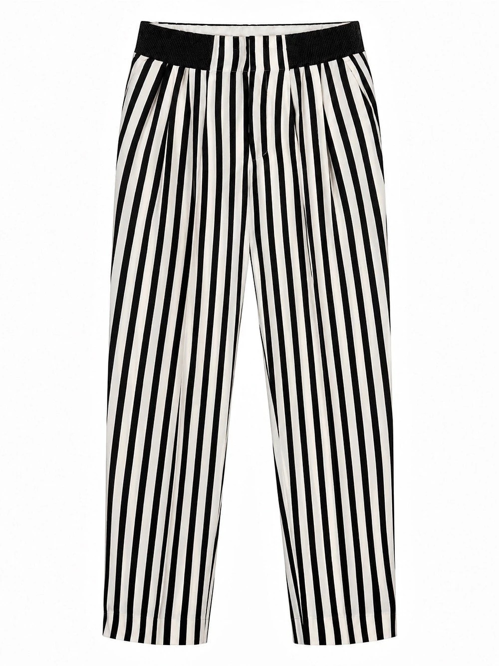 Zara Basic Black & White Striped Straight Leg Pants